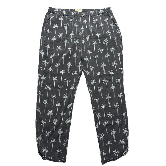 MARINE LAYER Allison Palm Print Pants Gray with White Palm Print Size XL - Picture 2 of 7